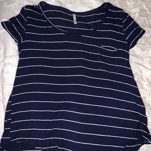 Navy and White striped Top